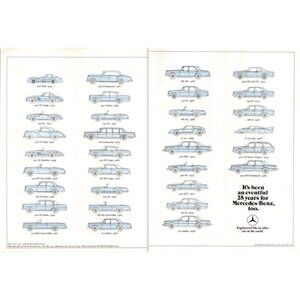 1980 Mercedes 25 Years of Car Models Lineup 2 page Vintage Print Ad Wall Art